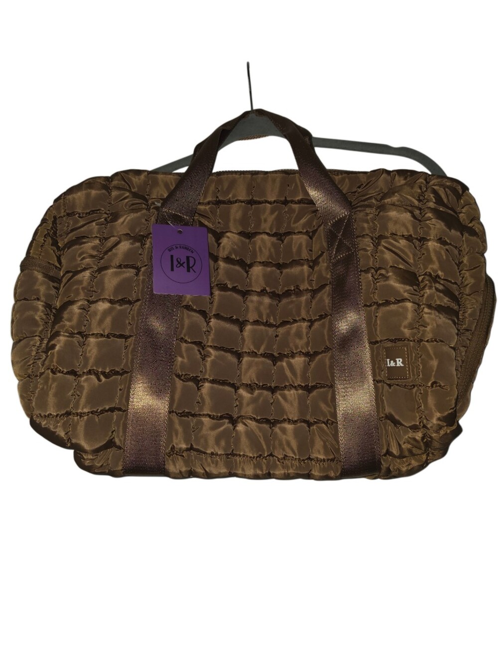 Brand New - Caramel Quilted Duffel Bag with Crossbody Strap